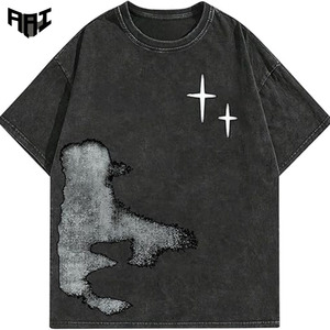 Chemises Homme Oversize Imprimées Effet Délavé Vintage Couleur Unie Décontractées Streetwear Coton Lourd 100% Fournisseur OEM ODM en Gros - Product Image 1