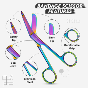 Trousse de Premiers Secours et de Pratique Clinique Infirmière avec Ciseaux à Pansements Bleus en Titane, Ciseaux à Coupes de Suture et Pinces à Moustiques - Product Image 6