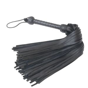 <b>Leather</b> <b>Flogger</b> Whip With Wide Falls And Chain Attachment For Intense Sensation - Product Image 1