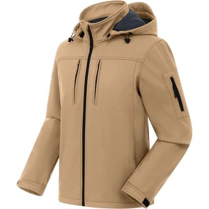 Mens Winter <b>Jackets</b> <b>Fleece</b> <b>Lined</b> Softshell <b>Jackets</b> Adjustable Hood Full Zip Front Secure Sleeve Pocket Custom Printing Outdoor - Product Image 1