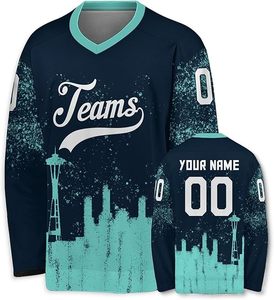 Ropa de Hockey sobre Hielo Personalizada para Hombre, Cuello Redondo, Manga Larga, Malla Sublimada Transpirable, Logotipo Frontal, Talla Adulto - Product Image 6