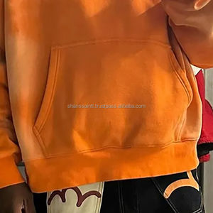 Sudadera con capucha térmica naranja extragrande personalizada VACID Wash Hoodie Drop Shoulder Blank Sun Faded Hoodie con logotipo personalizado - Product Image 5
