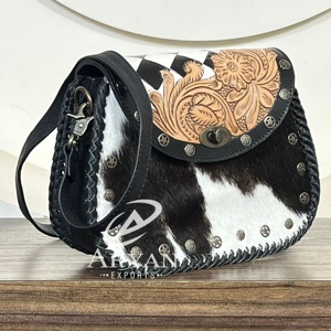 Bolso Bandolera de Cuero Vacuno Genuino Hecho a Mano con Diseño Personalizado, Patrón a Cuadros, OEM ODM, Ajustable, para Mujer - Product Image 1