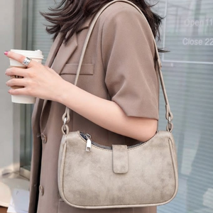 กระเป๋าหนัง PU สีเบจสไตล์วินเทจ ปรับได้ สะพายข้าง/สะพายไหล่สำหรับผู้หญิง พร้อมซิปปิด พกพาสะดวก เหมาะสำหรับเดินทางและกิจกรรมกลางแจ้ง - Product Image 2