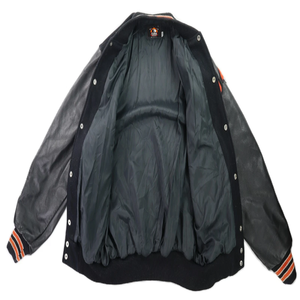 <b>Men</b> Varsity <b>Jacket</b> Slim Fit College VTG 90s USA L 46 Black Orange Wool Varsity High School Letterman Bomber <b>Jacket</b> - Product Image 4