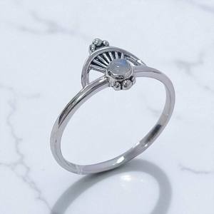 925 Sterling Silver Bezel Setting Round Shape Cut Gemstone Lightweight Rainbow <b>Moonstone</b> Handmade Gemstone <b>Ring</b> For Wholesale - Product Image 1