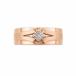 <b>Mens</b> 18KT Rose Gold Minimalist Square Cubic Zirconia <b>Ring</b> Polished Slim Band Elegant Wedding Party Daily Wear Gift Jewelry - Product Image 1