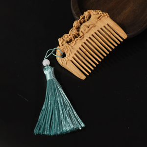 Wooden <b>Hair</b> Comb Handmade Floral Design <b>Flower</b> Carved Green Sandalwood Comb <b>Hair</b> Comb, Eco-Friendly <b>Hair</b> Care Tool - Product Image 2