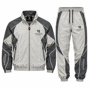 Unisex Printed Lightweight Tracksuit Set Full Zip Stand Collar Color Blocking <b>Joggers</b> with Side Pockets <b>Polyester</b> Autumn Wear - Product Image 5