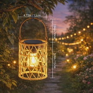 Farol Colgante de Ratán Natural Premium con Asa de Cuerda, Portavelas de Mimbre para Decoración de Jardín Interior y Exterior a Bajo Precio - Product Image 2