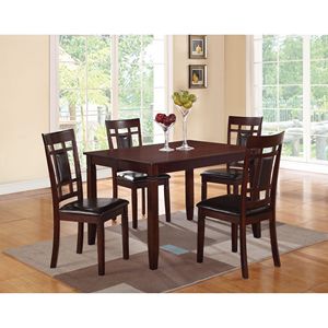 Set da Pranzo Moderno Contemporaneo 5 Pezzi in Espresso con 4 Sedie Uniche con Schienale a Occhiello e Sedute Imbottite per Sala da Pranzo - Product Image 1