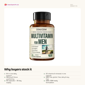 Capsules de complexe multivitaminé et minéral pour hommes OEM, 60 unités, énergie quotidienne et soutien immunitaire, soutien osseux, complément alimentaire, 2 capsules par jour - Product Image 5