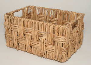 Ensemble de paniers de rangement modernes en jacinthe d'eau tressée ouverte, écologiques, avec poignées intégrées, pour usage domestique, fabriqués au Vietnam - Product Image 4