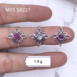 Bagues en argent sterling 925 avec pierres précieuses naturelles mélangées, prix de gros, bijoux en argent, magnifiques bagues au design artisanal - Product Image 1