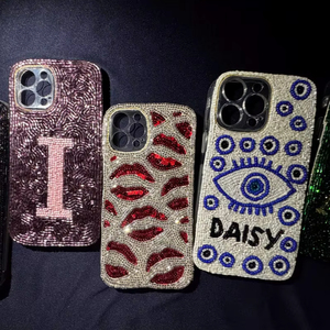 Funda/Bolsa Multifuncional para Móvil con Diseño de Fichas de Mahjong con Cuentas, Cierre de Cremallera, Hecha a Mano, con Cadena Cruzada - Product Image 1