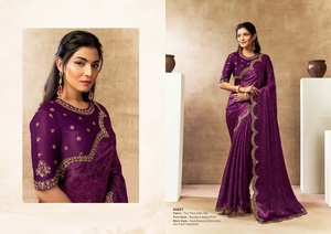 NEW DESIGNER SATIN WOMEN'S ALL SEASONS PARTY WEAR <b>SAREE</b> COLLECTION - Product Image 3
