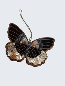 <b>Butterfly</b> Zari Hanging – <b>Beaded</b> Embroidery, Zardozi Work for Eid, Ramadan & Christmas Decor I Handmade <b>Butterfly</b> Patch - Product Image 1