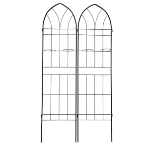 Set di 2 tralicci da giardino in metallo antiruggine neri da 200 cm x 50 cm per piante rampicanti, supporto per fiori da esterno - Product Image 4