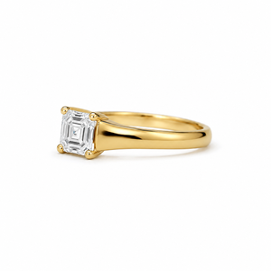 Premium Moissanite Engagement <b>Ring</b> Asscher Cut Diamond 14K Yellow <b>Gold</b> Plated Minimalist Anniversary Band for <b>Men</b> - Product Image 3