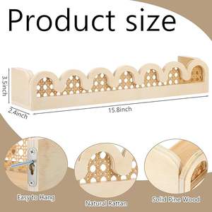 2pcs 15.75 Étagères murales flottantes en rotin bohème festonné pour chambre d'enfant Décoration murale mignonne Étagères murales et de présentation - Product Image 2