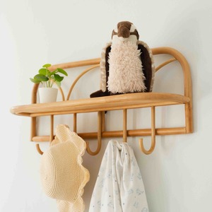 Sustainable handcrafted <b>wall</b>-<b>mounted</b> <b>shelves</b> natural rattan <b>wall</b> hanging <b>shelf</b> for accessories and cosmetic display - Product Image 1