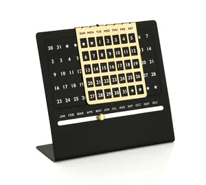 Calendario de Escritorio Perpetuo de Metal con Deslizador de Fecha y Mes, Calendario de Mesa Premium para Decoración de Oficina en Casa - Product Image 1