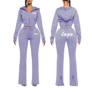 Conjunto de Chándal Vintage de Algodón Desgastado con Lavado Ácido para Mujer, Sudadera con Capucha y Pantalones de Chándal de Dos Piezas con Diseño Sólido - Product Image 2