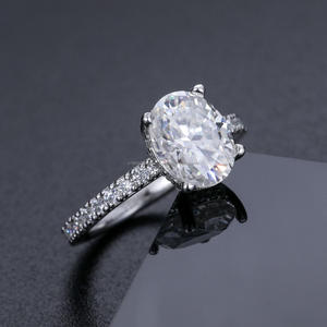 Elegant Oval Cut Moissanite Engagement <b>Ring</b> With Sparkling Accent Band Luxury Bridal Jewelry For Women - Product Image 1