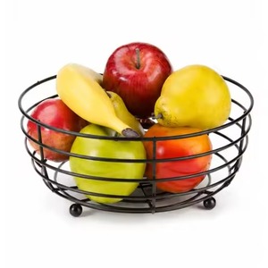 Panier à fruits en fil métallique doré, haut et arqué, avec bol profond et rond, idéal pour la décoration de salon et de table – Le plus apprécié - Product Image 3