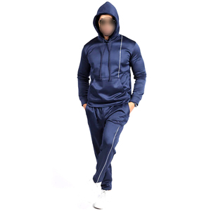 <b>Pullover</b> Style Navy Blue Color <b>Men</b> Training Jogging Wear Comfortable Product Full-Length Regular Fit Tracksuit with Full Sleeves - Product Image 1