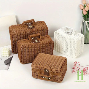 Best Price Natural Rattan Suitcase <b>Storage</b> <b>Basket</b> Handmade Wicker Trunk Vintage Travel Case Eco-Friendly Home Decor Vietnam - Product Image 2