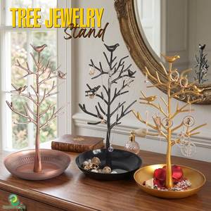 Decorative Tabletop Metal Jewelry Organizer Stand <b>Earring</b> <b>Holder</b> Display Rack Necklace Storage Stand for Home Use - Product Image 1