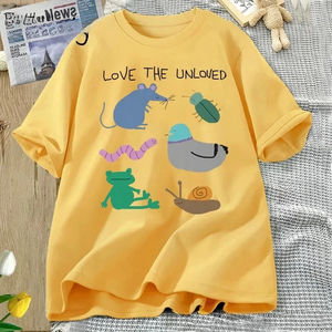 Camiseta Love The Unloved para mujer, camiseta divertida con animales, paloma, ratón, rana, camiseta holgada de manga corta Unisex, ropa de calle - Product Image 6