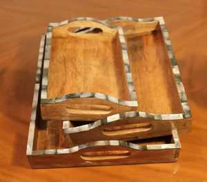 Plateau de service alimentaire en bois de forme unique, design classique de haute qualité, écologique, compatible lave-vaisselle, pour mariage et décoration intérieure, vaisselle et assiettes - Product Image 3