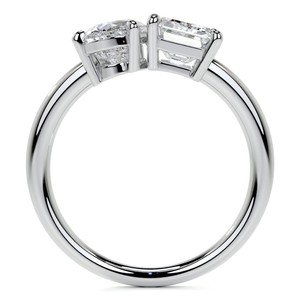 Toi Et Moi Two Stone Moissanite <b>Emerald</b> Cut Pear Cut Certified <b>Ring</b> 925 Sterling <b>Silver</b> White Gold Plated Luxury Engagement <b>Ring</b> - Product Image 2