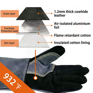 Leather Cowhide Welding Protection <b>Gloves</b> Waterproof Mechanic Safety Working <b>Gloves</b> for Workers and Hunters - Product Image 3