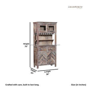 Meuble bar à domicile Furnweave Jett en bois de manguier massif, finition blanche antique moderne, 2 étagères - Product Image 5