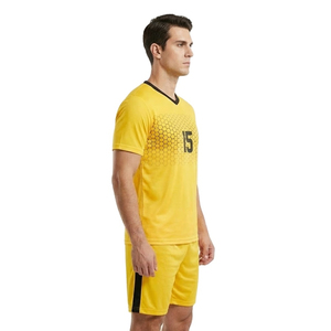 ชุดเสื้อฟุตบอลคอวีสีเหลืองสำหรับผู้ชาย แขนสั้น พิมพ์ลายหมายเลขทีม 15 ระบายเหงื่อได้ดี ใส่ได้ทุกฤดู ชุดยูนิฟอร์มสำหรับผู้ใหญ่ - Product Image 2