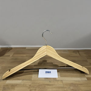 High Quality Durable <b>Pine</b> Wood Coat Hangers Stylish Stainless Steel Hooks Single Tier Lacquer Finish Multifunction Clothing - Product Image 1