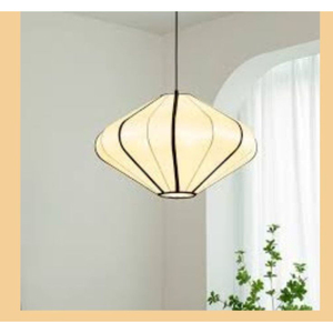 Lampe suspendue moderne en tissu de soie, style cocon, totem empilé, luminaire suspendu minimaliste, style Japandi Wabi Sabi, pour salon - Product Image 2
