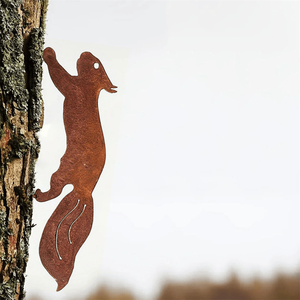 CIFbuy Mesa auxiliar vintage con forma de tronco de árbol y diseño de ardilla, base de hierro para sala de estar, patio, dormitorio, decoración para colgar en la pared - Product Image 6