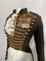 Veste hussarde pour femmes en gros, tunique en laine marron, entièrement brodée à la main, sans médailles