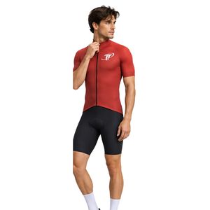 Maillot de Ciclismo Rojo de Manga Corta para Hombre, con Cierre Completo, de Alto Rendimiento, para Ciclismo de Carretera - Product Image 4