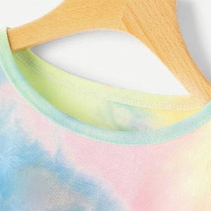 Women's Light <b>Blue</b> Ribbed <b>Crop</b> <b>Top</b> Cap Sleeve Crew Neck Knitted Casual Solid Color Slim Fit Spring Summer Wear - Product Image 4