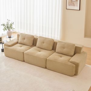 Divano Sezionale Moderno Modulare in Tessuto Corduroy 117, Oversize a 3 Posti con Seduta Profonda e Bordatura Perla per Soggiorno - Product Image 3