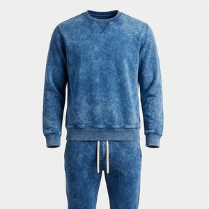Survêtement respirant délavé à l'acide, design de logo personnalisé, couleur unie personnalisable, vêtements de sport d'hiver, streetwear - Product Image 1