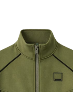 Ensemble de survêtement pour homme vert foncé personnalisé avec veste de sport à passepoil blanc et pantalon de jogging, fabricant sur mesure OEM, vêtements de sport - Product Image 2