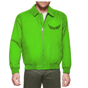 Veste bleu marine pour homme avec logo brodé en forme d'ailes, col rabattu, fermeture éclair, vêtement décontracté pour l'automne - Product Image 3