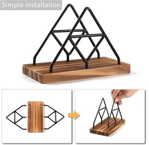 Wooden Napkin Storage Black Table Napkin Holder with Black Metal <b>Wire</b> for Indoor Outdoor Home Dining Restaurant Kitchen Decor - Product Image 5