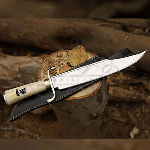 Cuchillo Bowie de Gran Tamaño con Hoja de Acero Inoxidable de Alta Calidad con Punta de Clip, Empuñadura de Madera Pakkawood y Funda de Nailon - Product Image 5